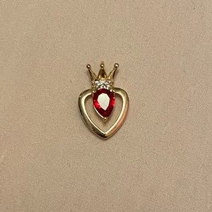 Gold plated heart with crown pendant